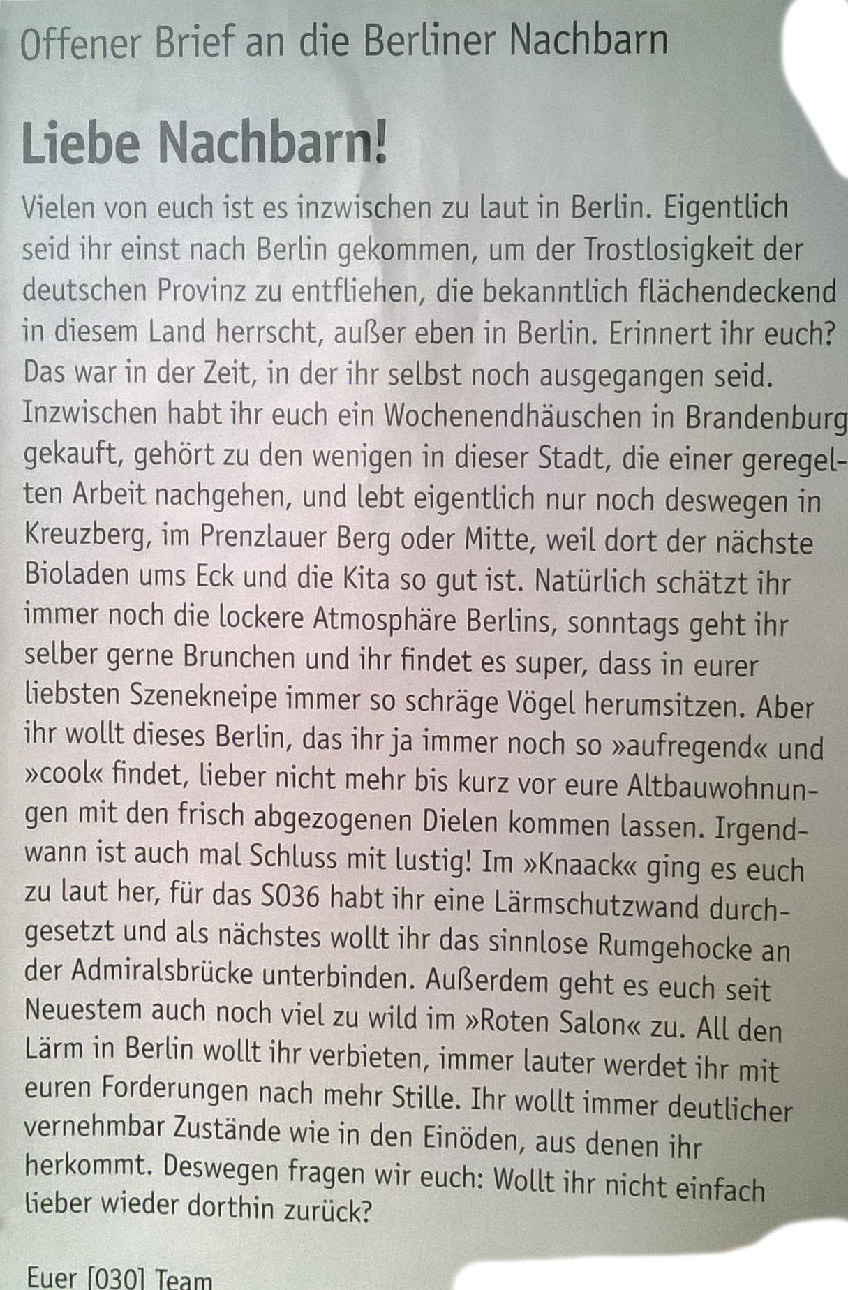 Offener Brief an die Berliner Nachbarn Der Preussi